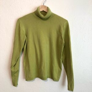 Green knit sweater turtleneck